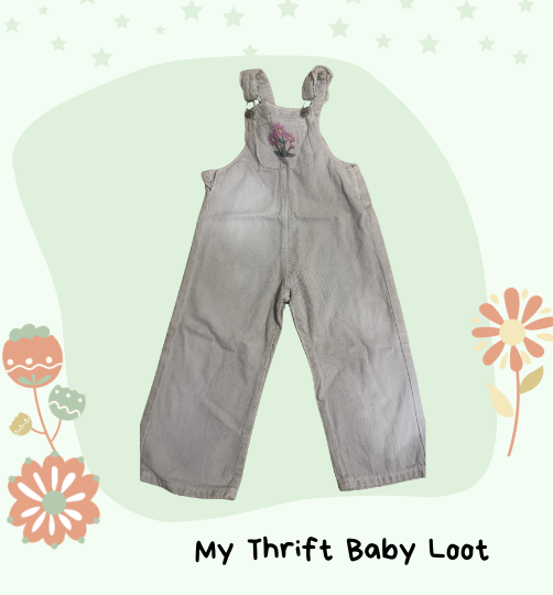 Preloved Zara off white denim dungarees (2-3 years)